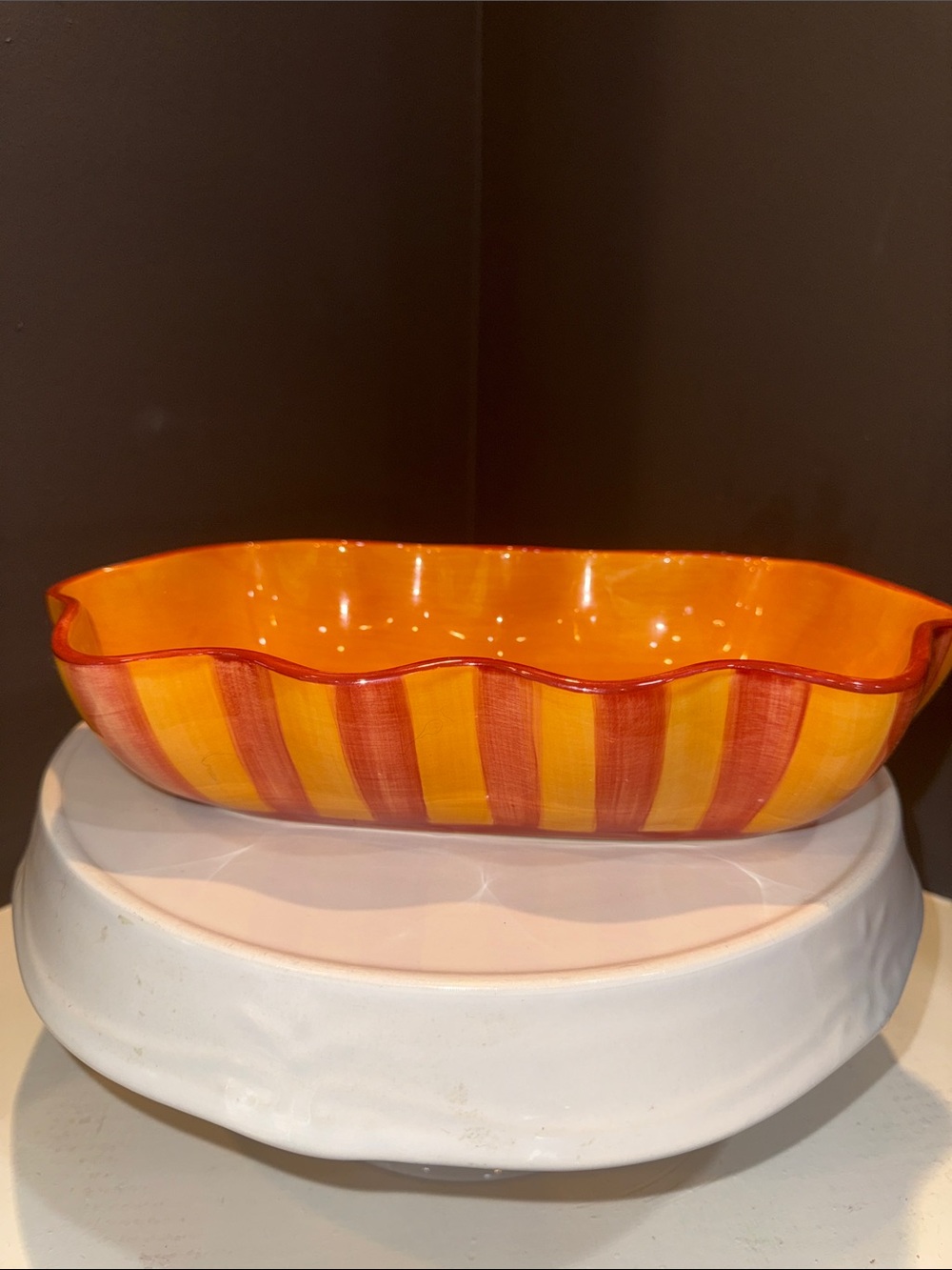 Southern Living At Home Ruffled Bowl #40527 Siena Gail Pittman Hand Painted